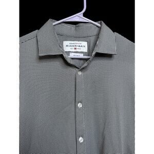 Mizzen + Main Black White Window Plaid Large Trim Fit Mens Button Down Shirt D10